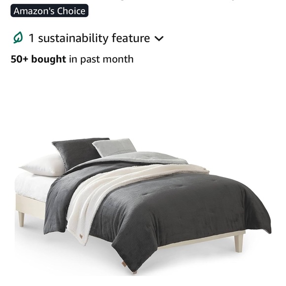 UGG Charcoal and Ivory Comforter Set NIB - Picture 1 of 13